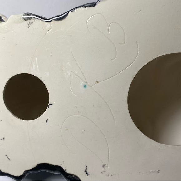 Vintage ceramic cat statue large tuxedo Handpainted porcelain retro 80s 1980s - Picture 6 of 10